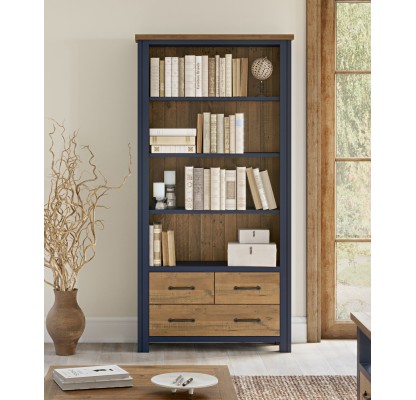 Splash of Blue - Large Open Bookcase with Drawers